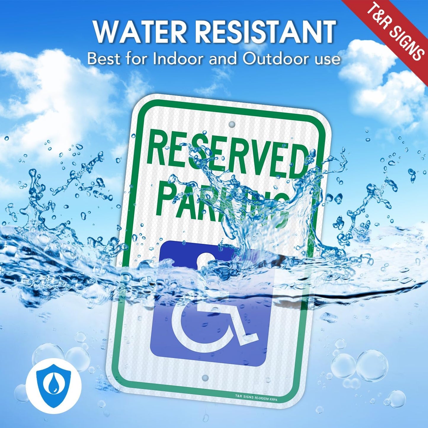 (4 Pack) Handicap Parking Sign, Reserved Parking Sign, Large 18" x 12" Engineer Grade Reflective Sheeting, Rust Free Aluminum, Weather Resistant, Waterproof, Fade Resistant, 2 Pre-drilled Holes