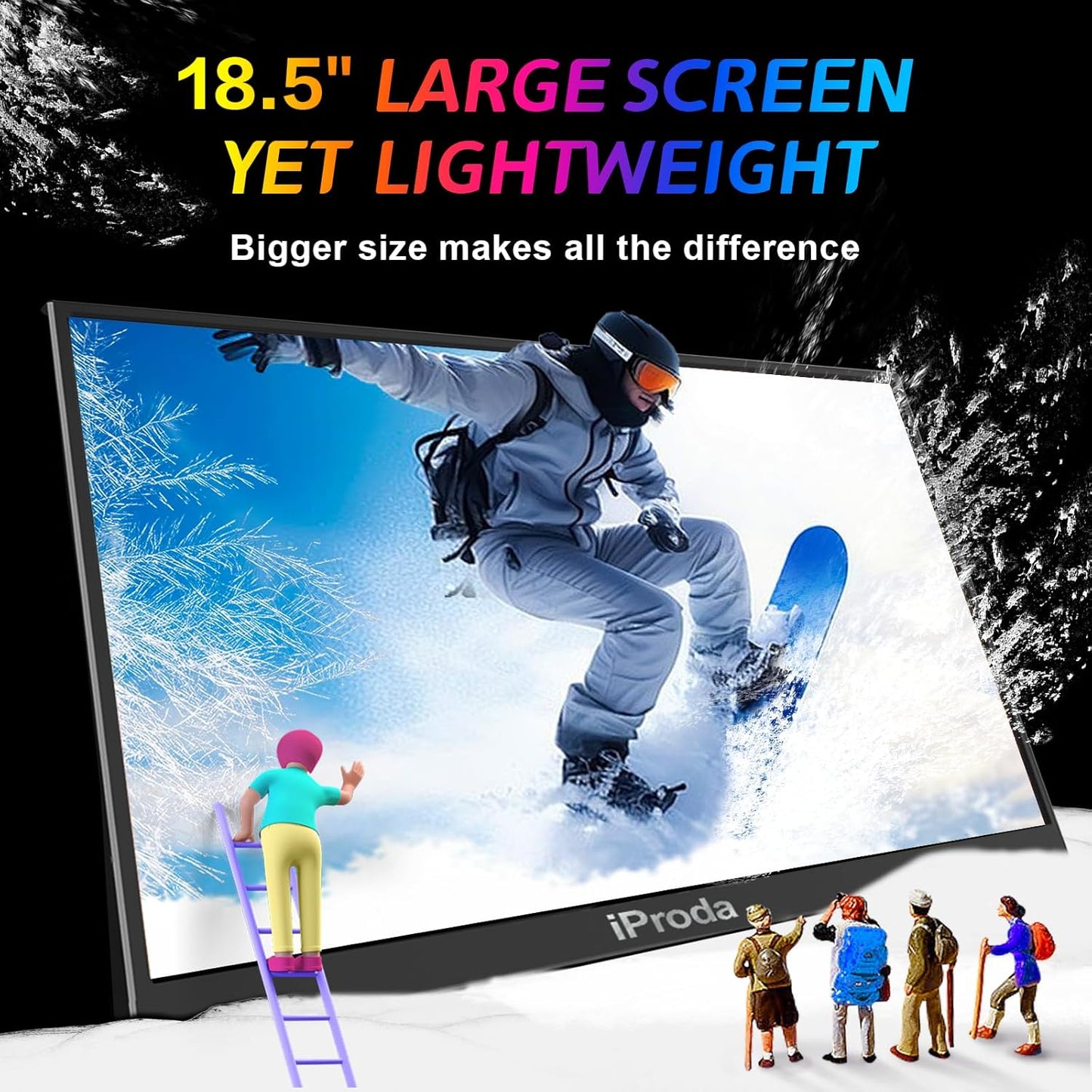 18.5" Portable Monitor 120Hz FHD 1080P, USB-C HDMI Laptop Screen Extender, Second Display for Laptop/PC/Mac/PS5/PS4/Switch, Travel Monitor with Protective Sleeve, VESA Mountable