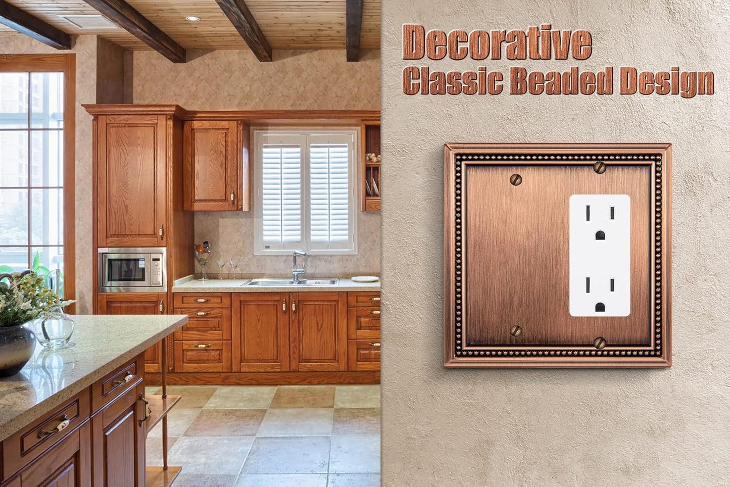 Henne Bery Sunken Pearls Heavy Duty Decorative Wall Plate Switch Plate Outlet Cover (Blank/Decorator, Antique Copper)