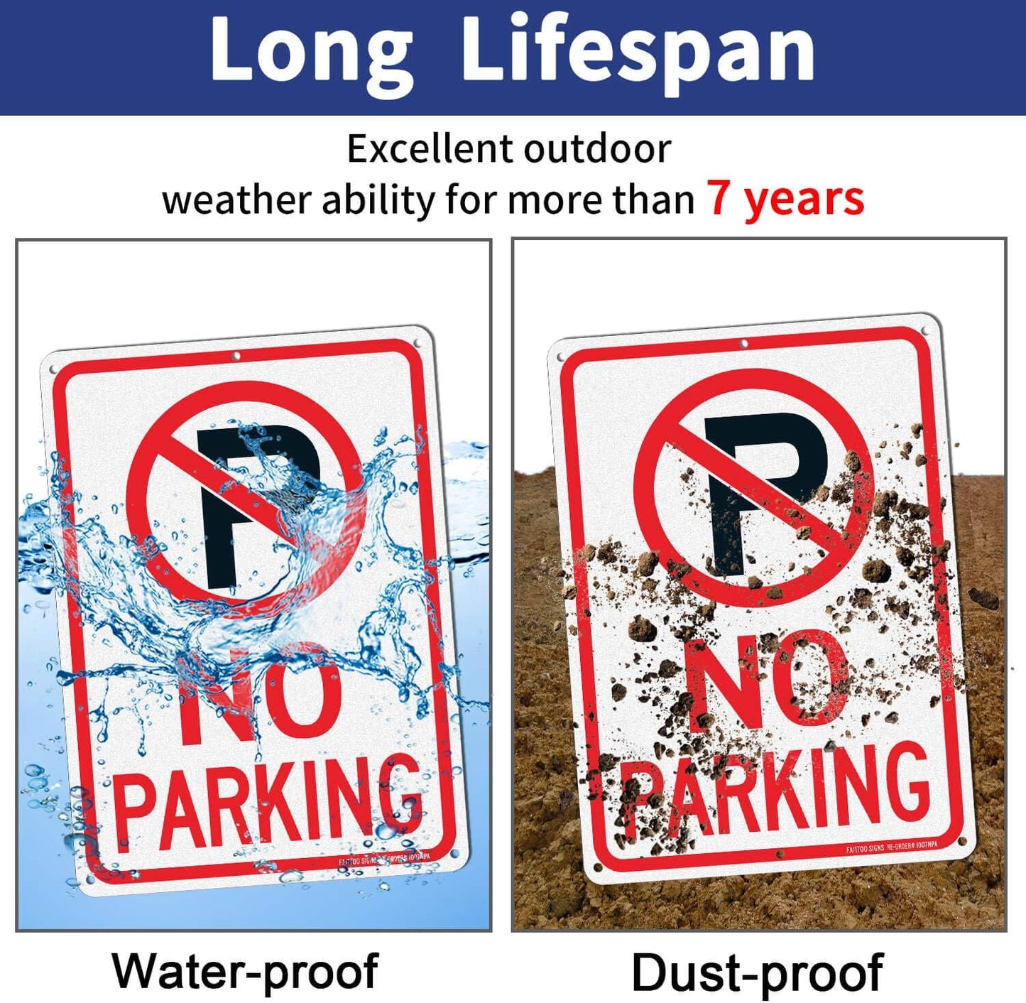 (2 Pack) No Parking Sign with Symbol Sign, 10 x 7 Inches Reflective .40 Rust Free Aluminum, UV Protected, Weather Resistant, Waterproof, Durable Ink, Easy to Mount