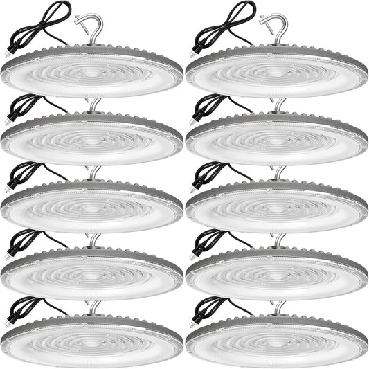 10 Pack 250W UFO Led High Bay Light,120VAC,5000K Daylight Commercial Bay Lighting,IP66 Waterproof,41050LM,1150W MH/HPS with Plug Area Light for Warehouse/Shop/Workshop/Barn/Gym/Factory
