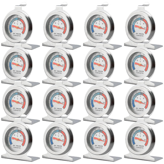 16 Pack Refrigerator Thermometer Large Dial Freezer Thermometer Classic Series Fridge Alarm Thermometer Internal Temperature Gauge for Fridge Freezer Cooler