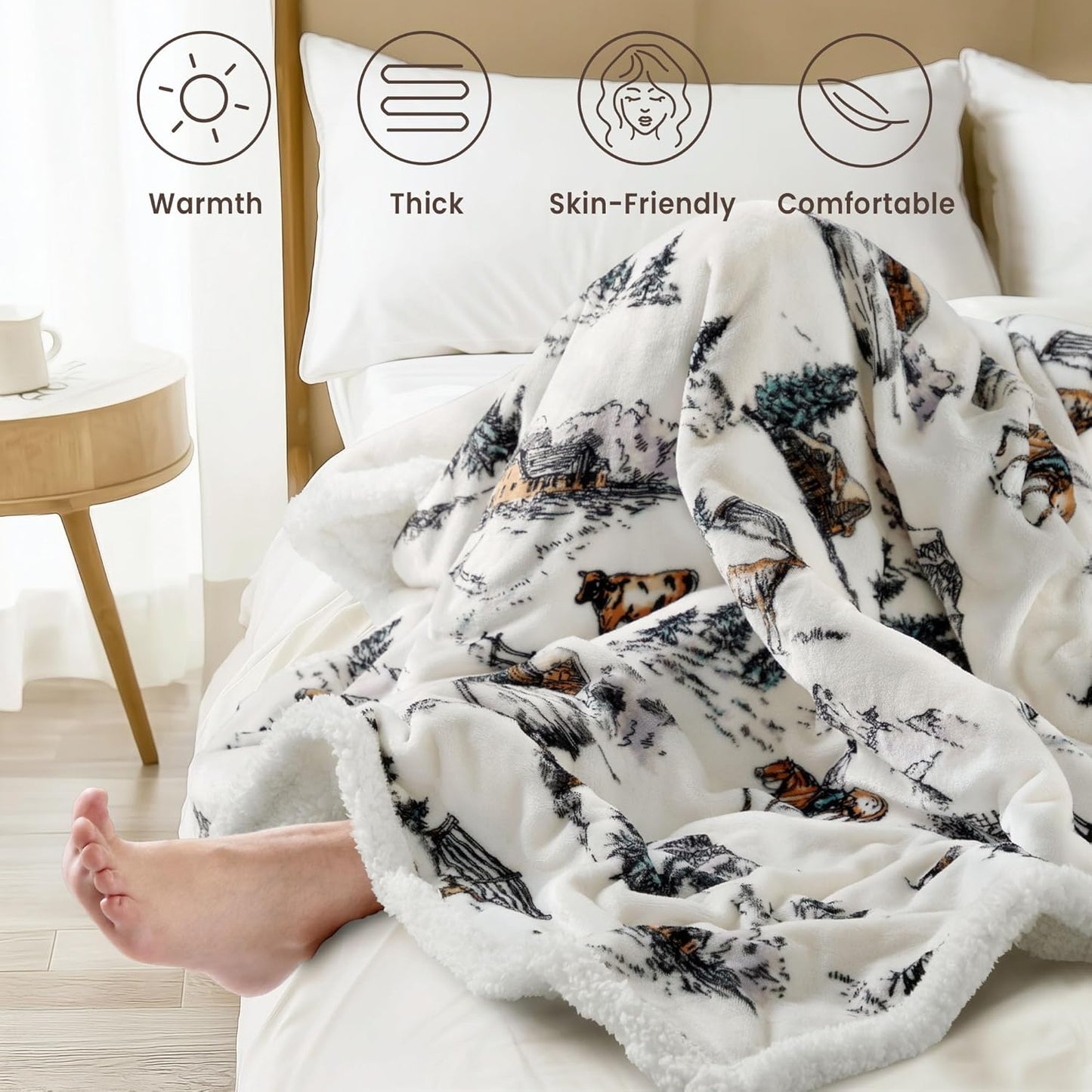 Heated Blanket Throw Electric Blanket – Fast Heating Blanket with 10 Heat Settings & 10 Hours Auto Off, Cozy Soft Fleece Sherpa, Washable, Warm Gifts for Grandma