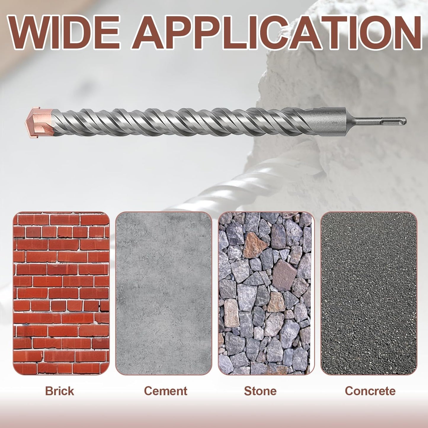 1 inch x 31.5 inch (25x800mm) SDS Plus Masonry Drill Bit, Rotary Hammer Drill Bit,Concrete Drill Bit for Cement, Brick, Wall (31.5 inch / 800mm Length, 1 inch (25mm))