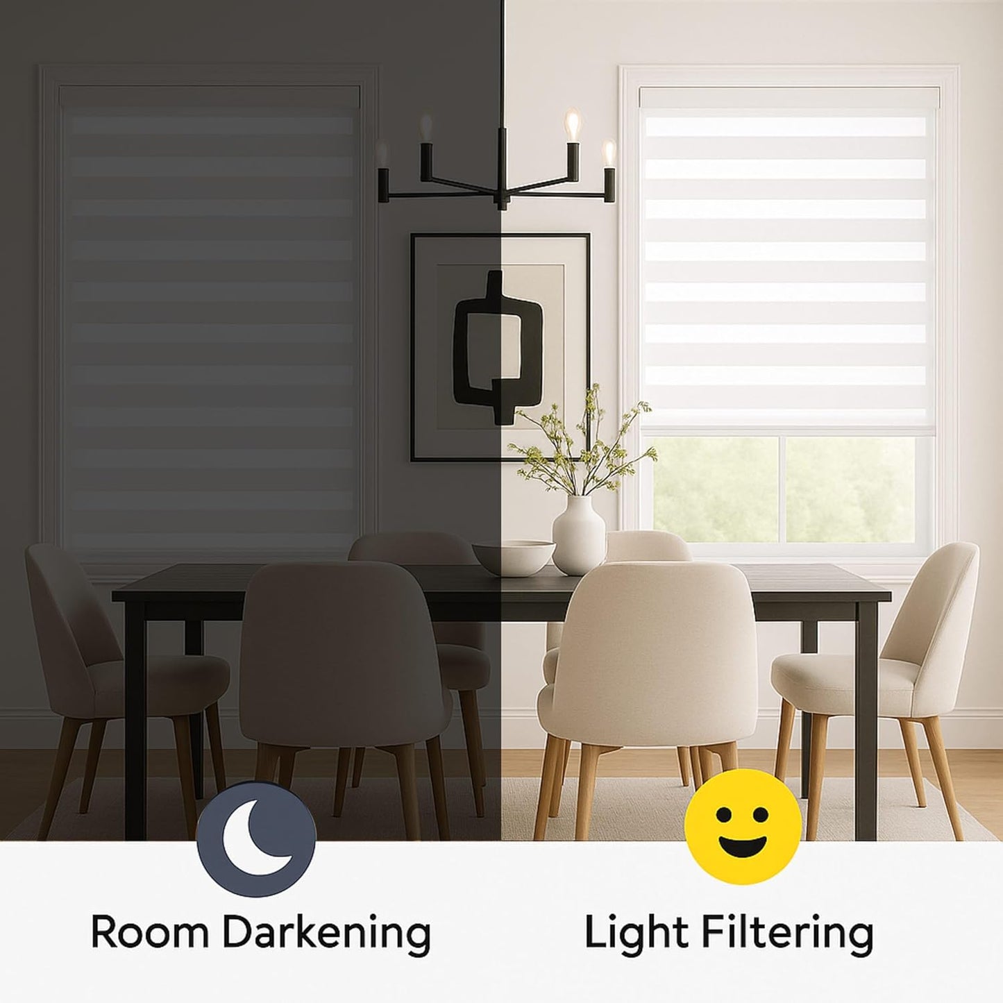 Shadesu Cordless Zebra Blinds for Windows, 32" W x 72" H, White, Dual Layer Free-Stop Zebra Shades, Light Control for Day and Night, Sheer Blinds for Indoor Windows, Bedroom, Kitchen