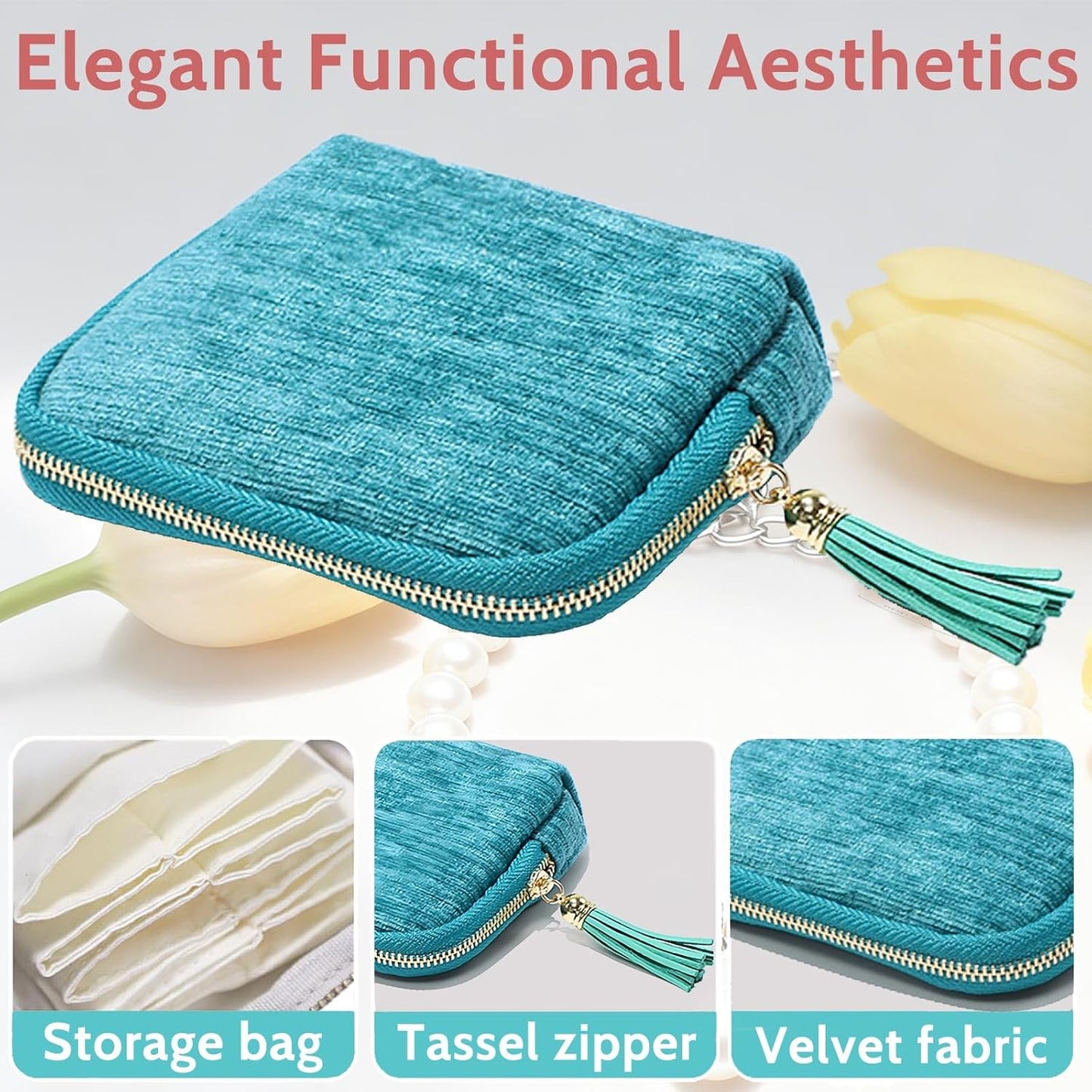 Stuffdatas Travel Jewelry Case, Stuffdatas Bags, Small Jewelry Travel Pouch Mini, Travel Jewelry Organizer Pouch Velvet, with 5 Compartments (3PCS-E)