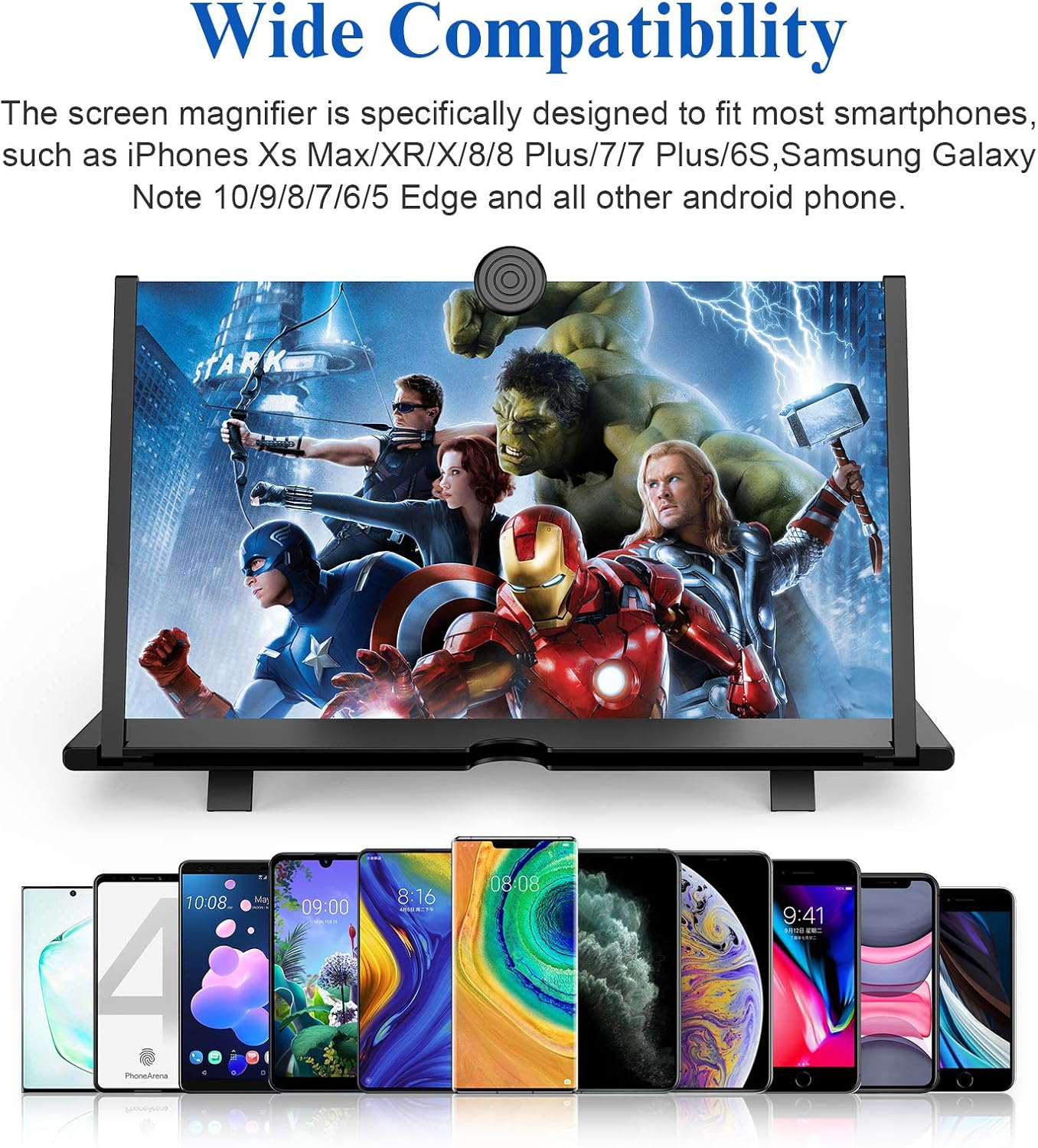 16" Screen Magnifier for Cell Phone,Fanlory 3D HD Magnifying Projector Screen Enlarger for Movies, Videos and Gaming, Foldable Phone Stand with Screen Amplifier,Compatible with All Smartphones