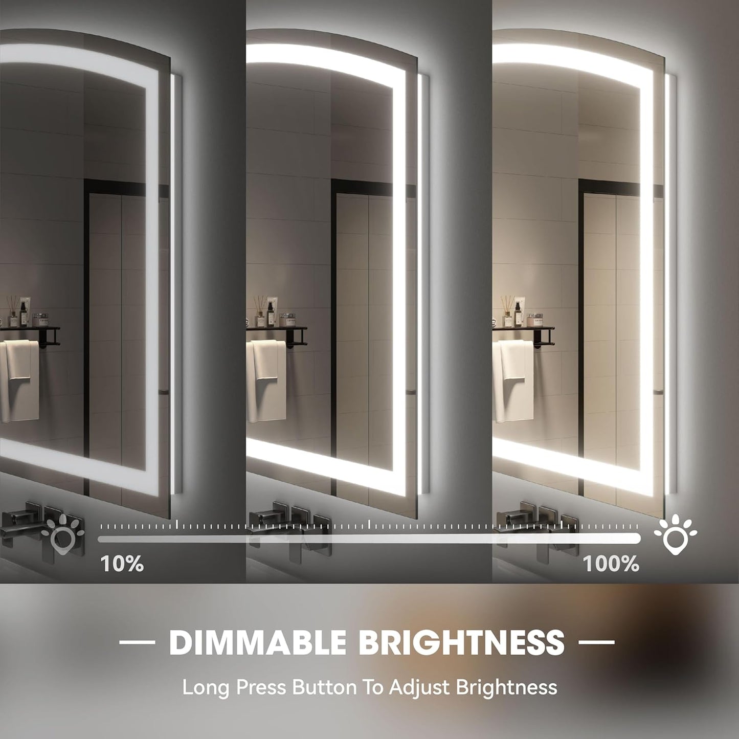 Hasipu 77" x 36" Arch LED Bathroom Mirror, Frontlit Wall-Mounted Vanity Mirror with Lights, Defogging, Smart Touch, Dimmable 3 Color Modes, Safety Shatterproof Glass Coating