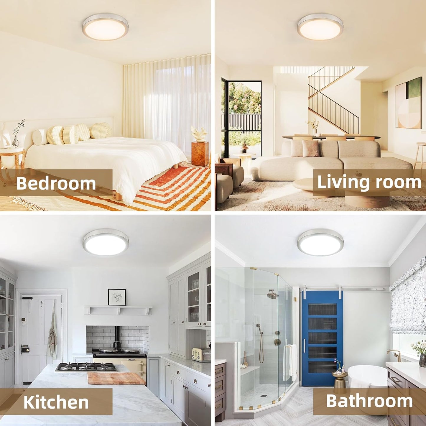 Hlite 4pack 9 Inch Flush Mount LED Ceiling Light Fixture,18W 1800LM Super Slim Light Fixtures Ceiling Mount 3000K/4000K/5000K 3CCT Selectable,Light Fixtures for Kitchen,Bedroom (Brush Nickel)