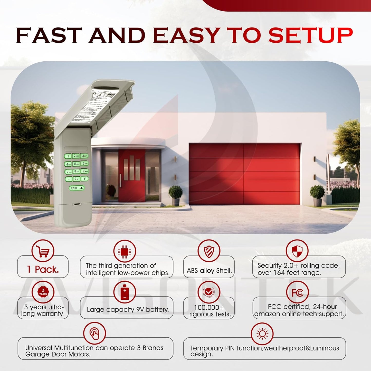 1X 940EV-P2 940ESTD Universal Chamberlain LiftMaster Craftsman Wireless Garage Door Keypad, Security+2.0 MyQ【3-Year-Warranty】