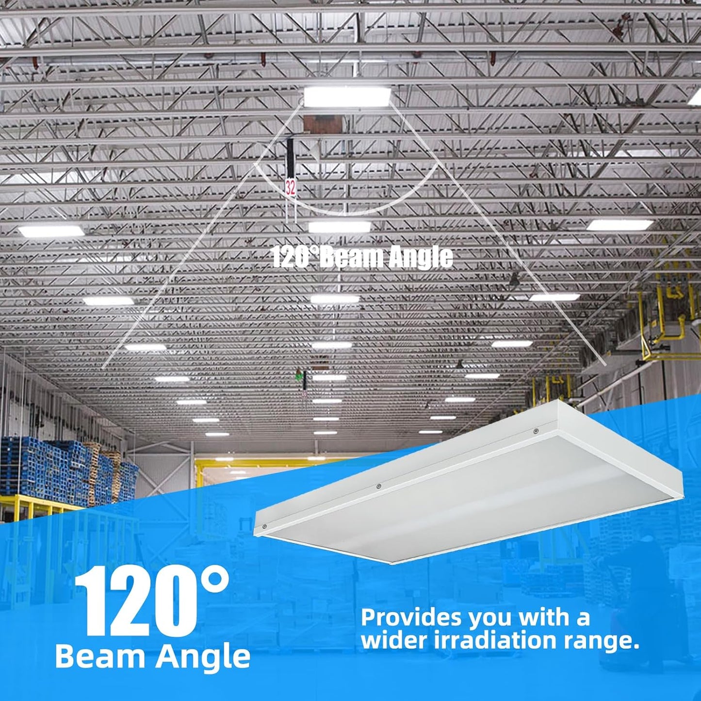 2FT LED Linear High Bay Shop Light with Motion Sensor, 150W High Bay Led Shop Lights, 21000LM 5000K Linear Hanging Shop Light, 400W-500W HPS Eqv., 100-277V Commercial Hanging Lamp for Garage Warehouse