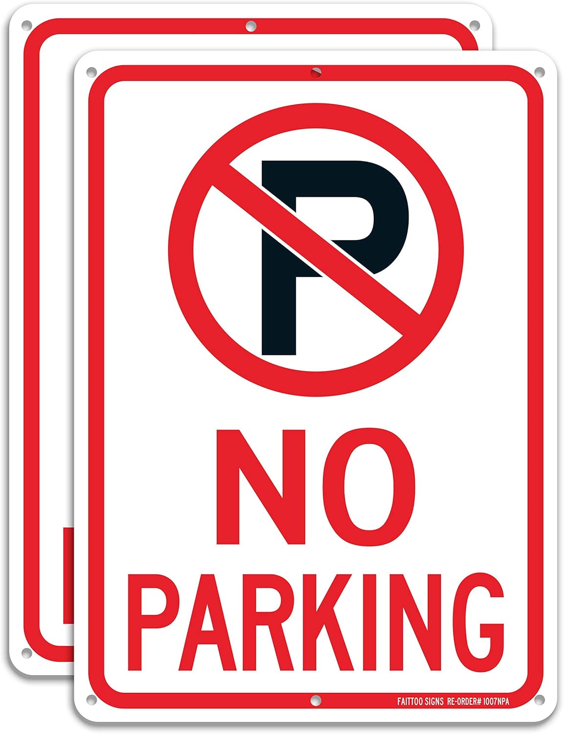 (2 Pack) No Parking Sign with Symbol Sign, 10 x 7 Inches Reflective .40 Rust Free Aluminum, UV Protected, Weather Resistant, Waterproof, Durable Ink, Easy to Mount