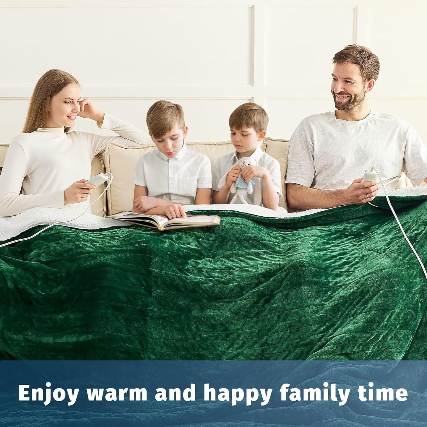 Heated Electric Blanket Queen Size - 84" x 90" Heating Blanket with Dual Control, 10 Heating Levels & 8 Hours Auto Off, Soft Warm Flannel Blanket, Christmas Birthday Gifts for Senior Grandma