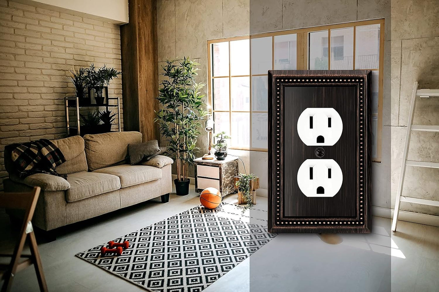 Henne Bery Sunken Pearls Heavy Duty Decorative Wall Plate Switch Plate Outlet Cover (Single Duplex, 3 Pack, Aged Bronze)
