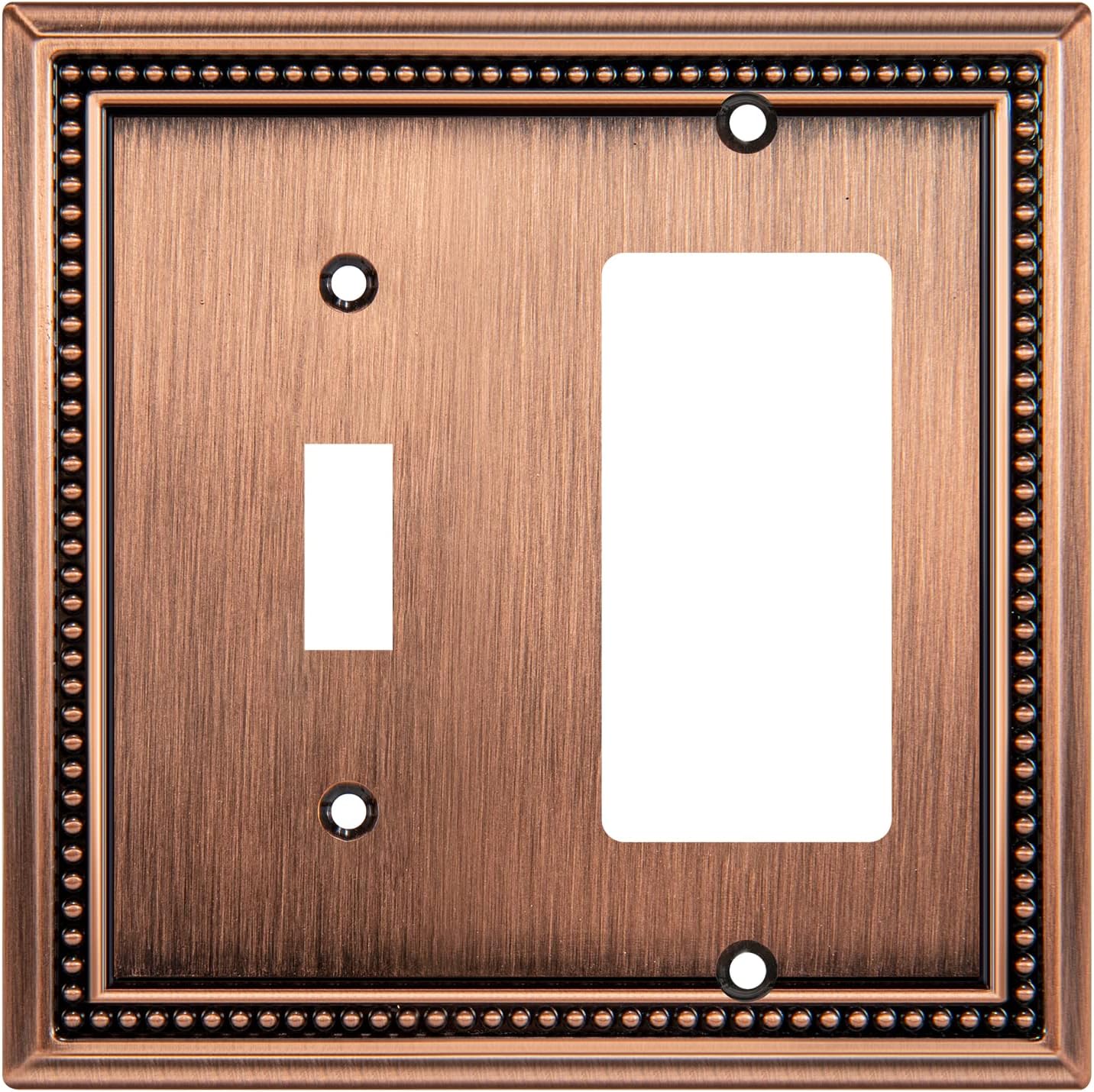 Henne Bery Sunken Pearls Heavy Duty Decorative Wall Plate Switch Plate Outlet Cover (Toggle/Decorator, Antique Copper)