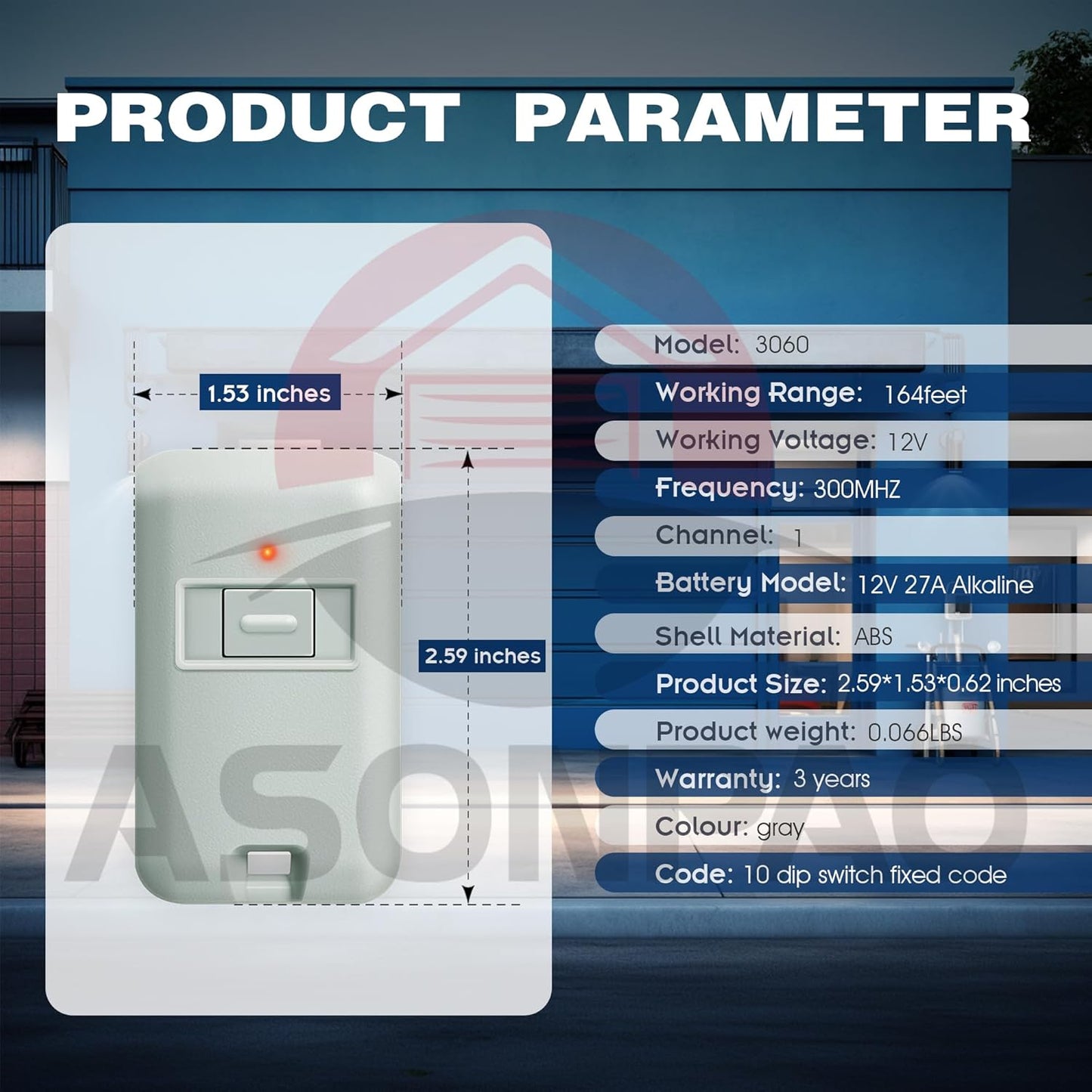 2 for Multi-Code 3089 MultiCode 308911 Linear MCS308911, 300MHZ 10 Dip Switch Gate Opener Remote (3-Year-Warranty)