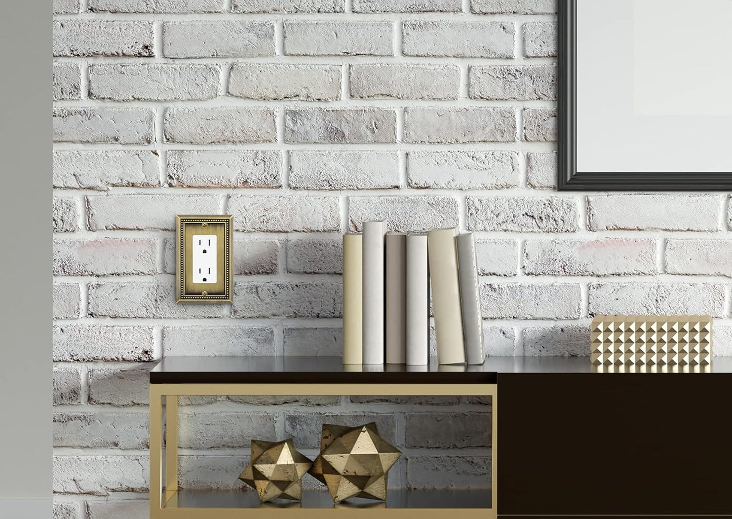 Henne Bery Sunken Pearls Heavy Duty Decorative Wall Plate Switch Plate Outlet Cover (Single Decorator, 2 Pack, Antique Brass)