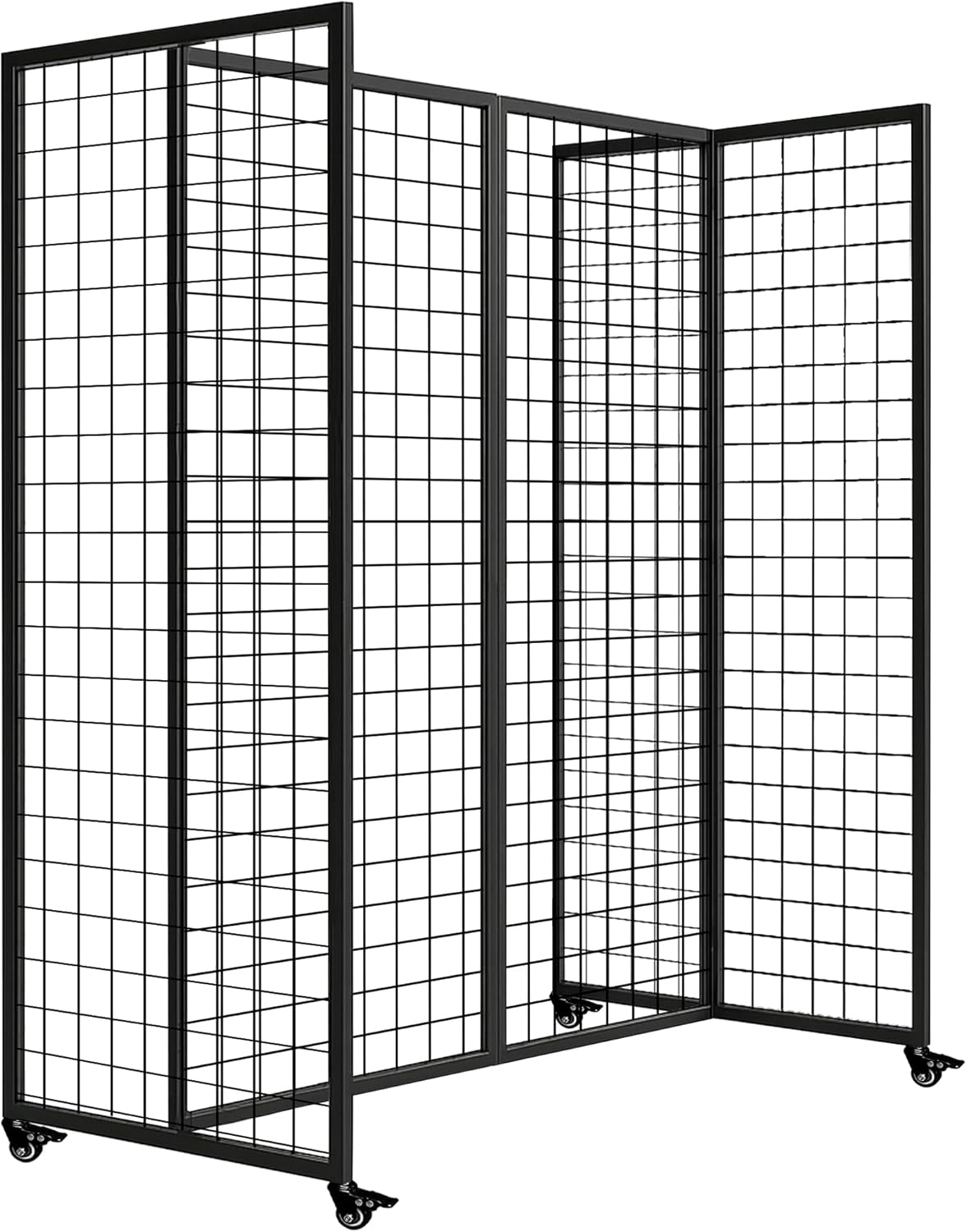 Grid Wall Panels, Grid Wall with Wheels,4x5.5Ft Gridwall Panel Display Stand,Sturdy Art Display Panels, Grid Display Stand, Black