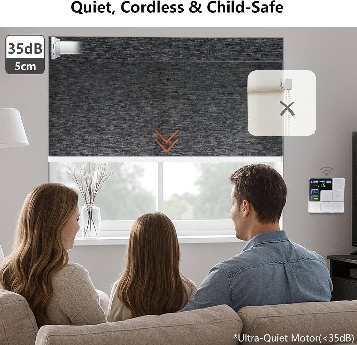 Smart Motorized Blinds – 70% Blackout Roller Shades with Remote, Alexa/Google Home/Siri Control, Matter Compatible, Wireless Rechargeable Battery, Custom Sizes for Windows & Sliding Doors