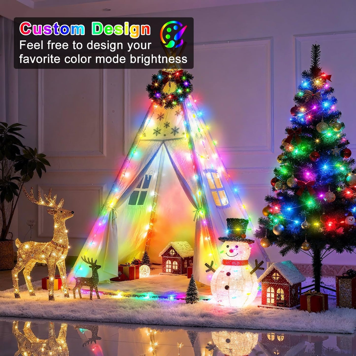 200 LED Smart String Lights, 66FT Twinkle Lights Plug in with Remote & App Control, Warm White + RGB Music Sync Timer Indoor String Lights, for Bedroom Classroom Holiday Decor