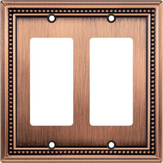 Henne Bery Sunken Pearls Heavdy Duty Decorative Wall Plate Switch Plate Outlet Cover (Double Decorator, Antique Copper)