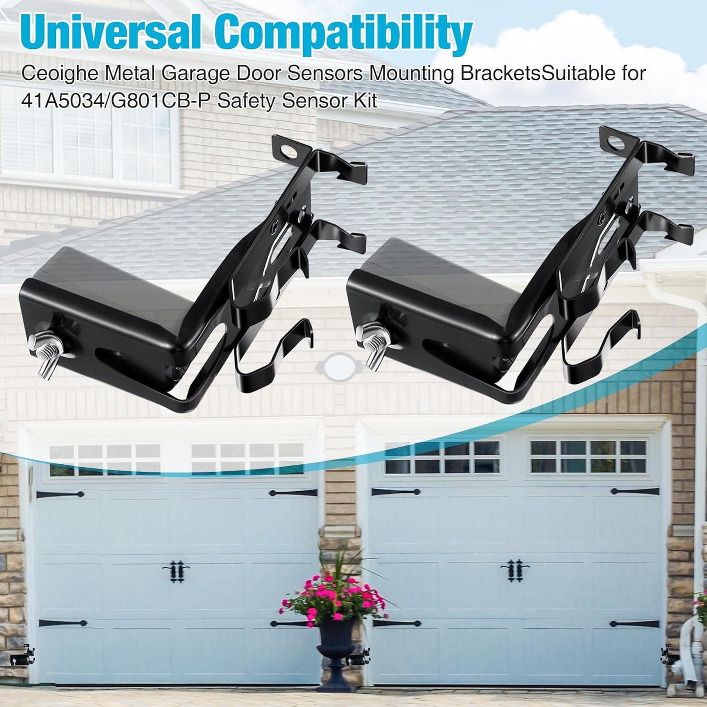 2 Pcs Garage Door Sensors Bracket, Replacement for 41A5034 Safety Sensor Kit Brackets, Compatible with Craftsman/Chamberlain/Liftmaster Garage Door Sensor