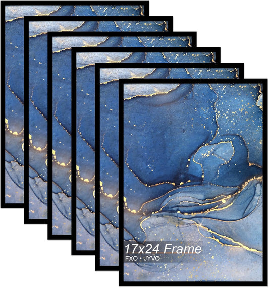 17x24 Picture Frame Set of 6, Black Frame for 17 x 24 Inch Picture Poster Photo, Light Weight and High Transparent 17 by 24 Frame for Wall - 6 Pack/Black/17 x24