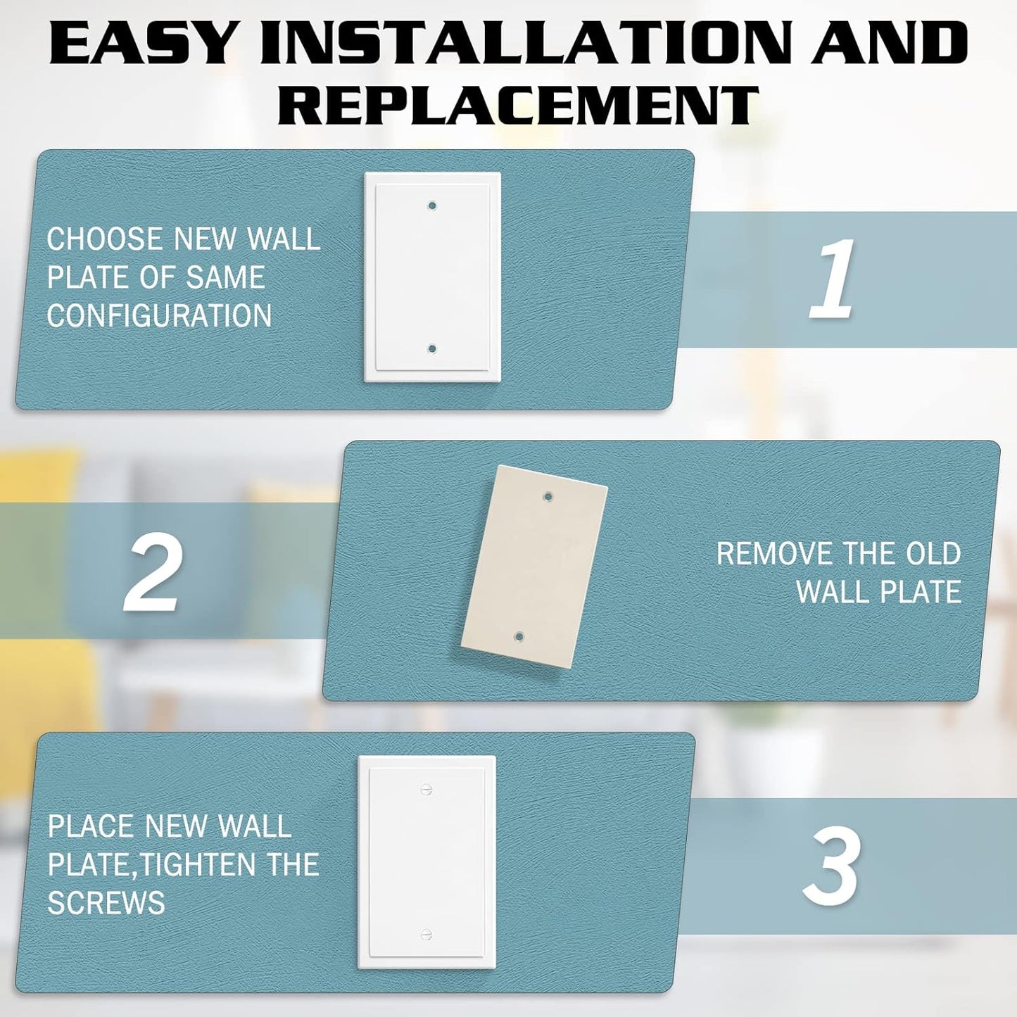 1-Gang Modern Edge Decorative Wall Plate Cover Switch Outlet Single Blank Electrical Faceplate for Light Switches, Smart Switch, GFCI, Dimmers, Receptacle, USB Outlet (10 Pack, Single Blank)