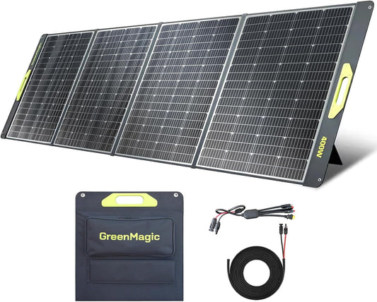 Greenmagic Portable 400 Watt Solar Panel, 39V Foldable, Durable Foldable, Durable Compatiable with Most 40v Portable Solar Generator, Power Station on The Market