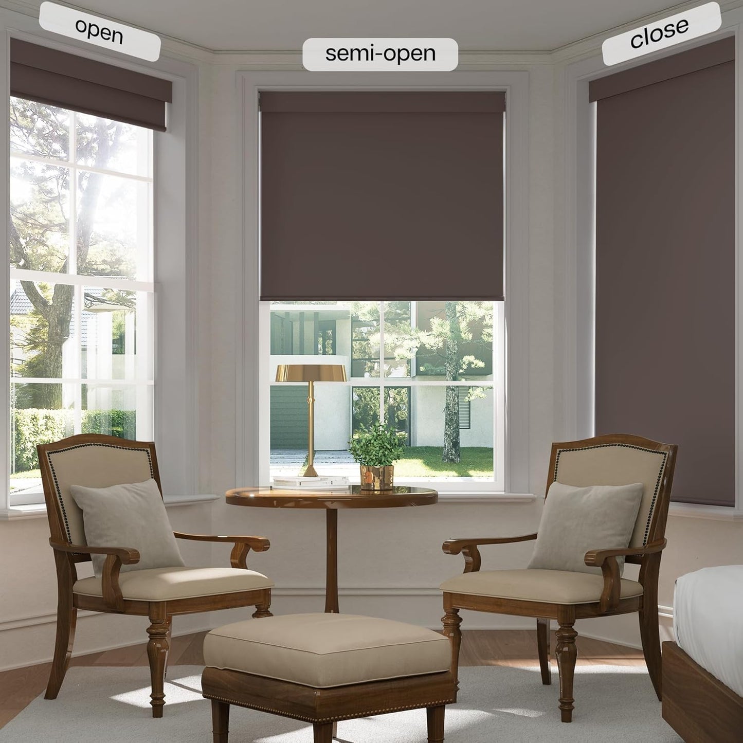 LazBlinds No Drill Blinds for Indoor Windows, Blackout Roller Shades, Cordless Window Blackout Blinds, Thermal Insulated Fabric UV Protection for Home and Office, 31.5" W x 48" H, Dark Coffee
