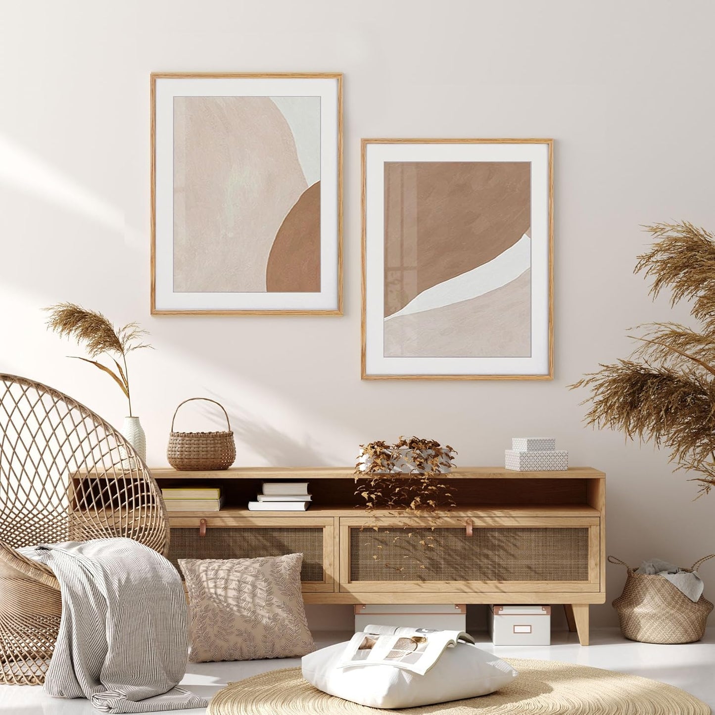 22x28 Picture Frame, Natural Oak Wood 22 x 28 Poster Frames, Set of 2, 22x28 Frame Matted to 18x24, 22 by 28 Picture Frames with Tempered Glass, Oak Color