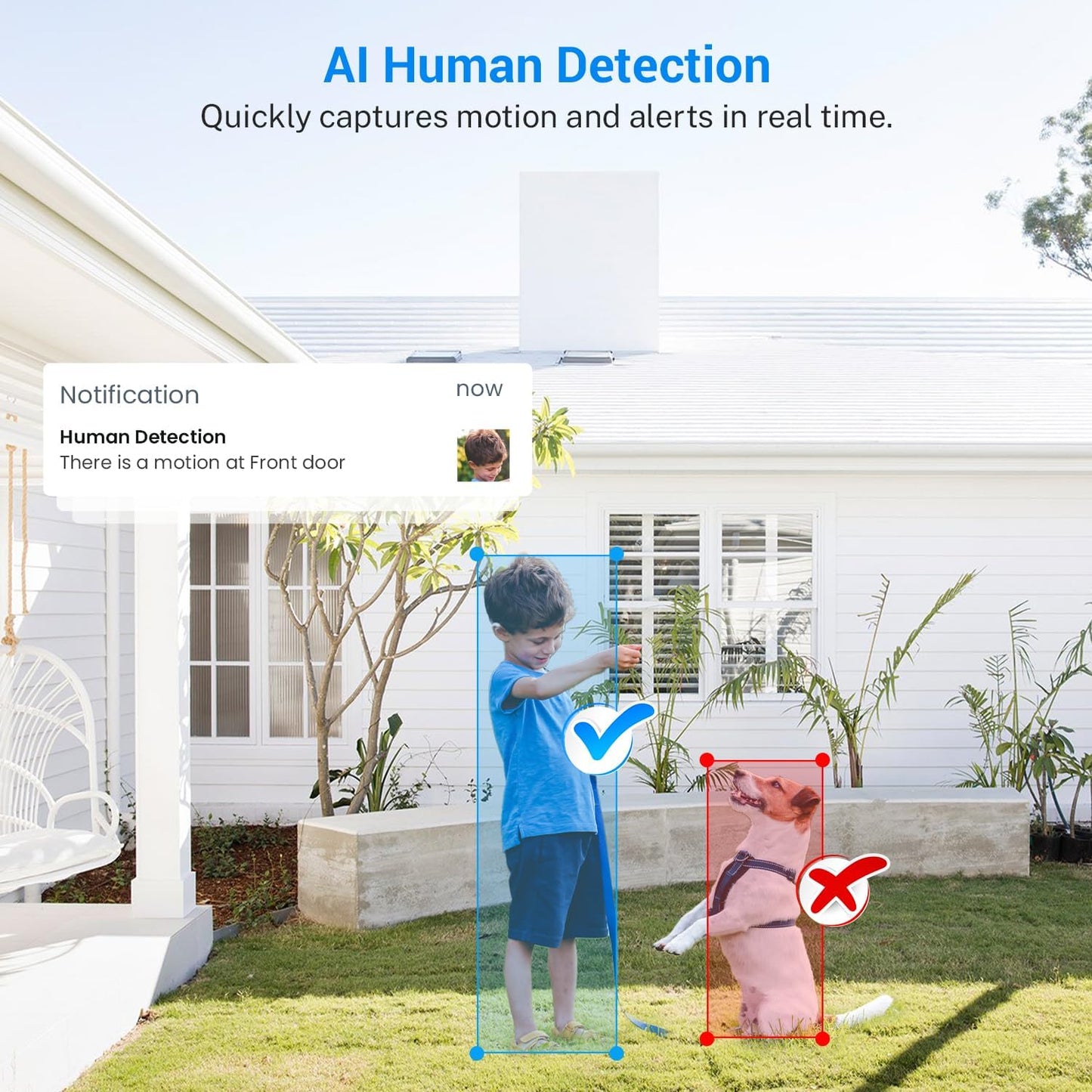 1080p Wireless Video Doorbell Camera with Indoor Receiver, AI Human Detection, 2-Way Audio, Night Vision, Cloud Storage, Real-Time Alerts, 2.4G Wi-Fi Only (Linen)