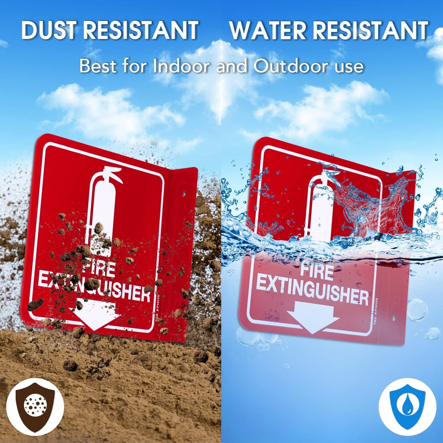 T&R Fire Extinguisher Sign, Fire Extinguisher with Down Arrow - 4 Pack - 6 x 6 Inches Acrylic, 2 pre-drilled holes, Includes Matching Screws, Use for Home Office/Business