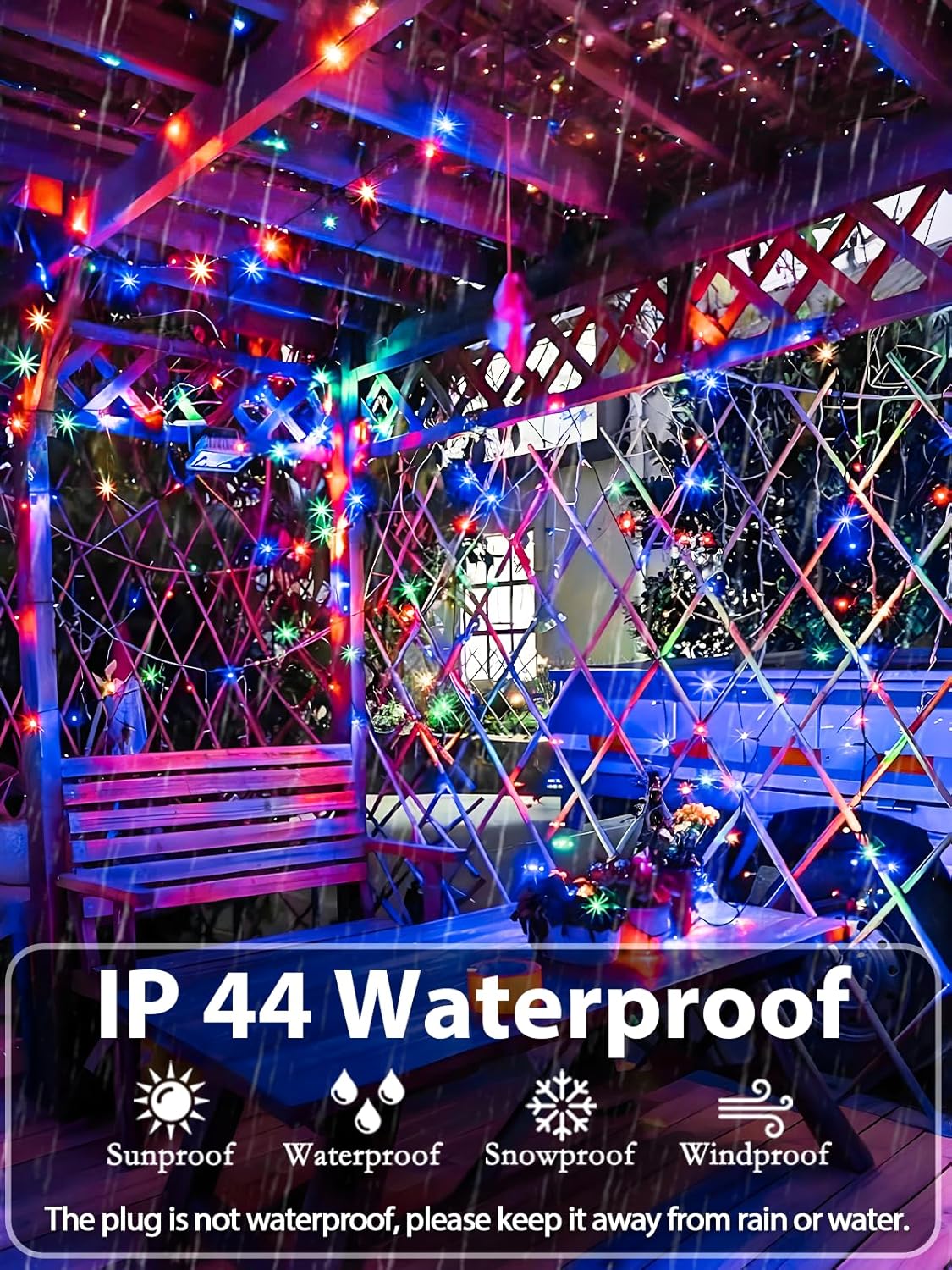Upgraded 75.8 FT 200 LED Multicolored Christmas Lights Outdoor and Indoor, Extendable Green Wire, Memory Function & Timer & 8 Modes, Waterproof Super Bright Lights for Xmas Tree Holiday Party Garden