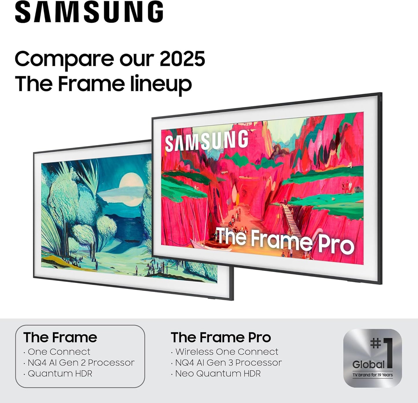 Samsung 50-Inch Class The Frame LS03F 4K QLED Smart TV (2025 Model) Slim Fit Wall Mount, Modern Frame Design, NQ4 AI Gen2 Processor, Art Mode, Artful Picture Quality, Samsung Vision AI, Alexa Built-in