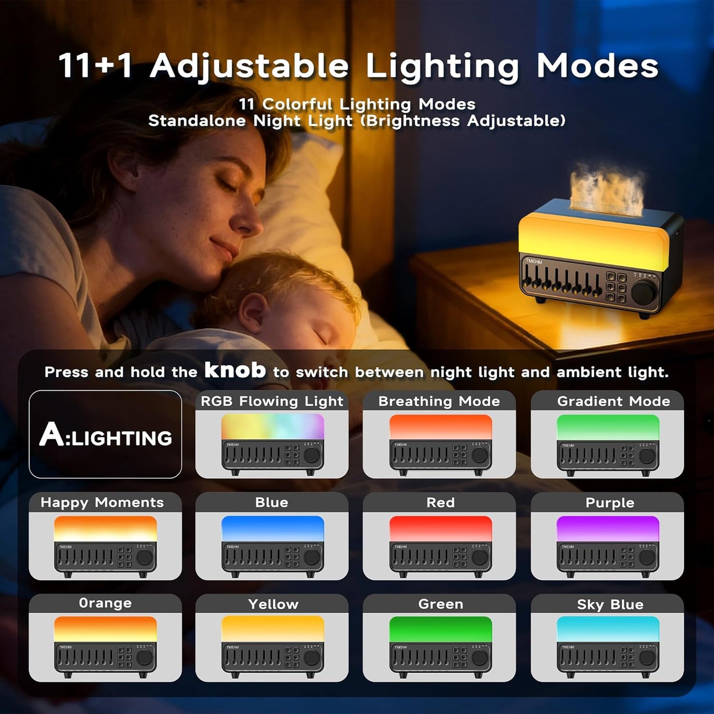 2026 4-in-1 Aroma Essential Oil Diffuser with Bluetooth Speaker Function, Humidifier, 12 Colors Night Light with 8 Nature Sounds, White Noise & Timer for Bedroom, Baby, Adults, and Kids (Black)