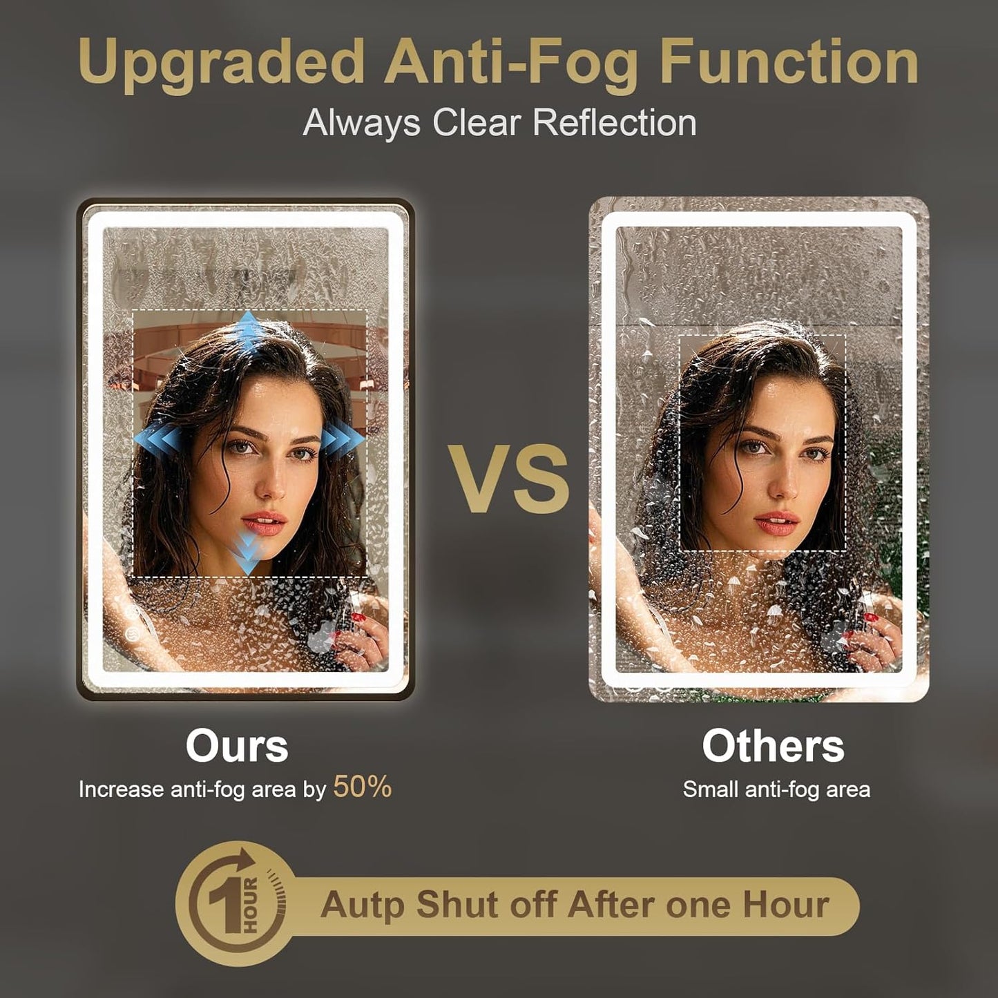 24x32 Inch LED Bathroom Mirror with Lights, Black Framed Bathroom Vanity Mirror with Frontlit & Backlit, Stepless Dimmable, Memory Functions, Anti-Fog, Wall Mounted, 3 Colors