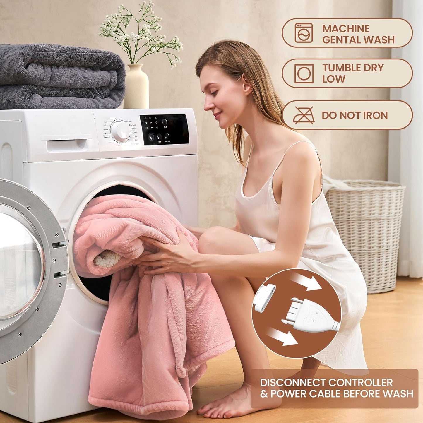 Heated Throw Blanket 50"×60" - Premium Cosy Soft Electric Blanket with 6 Heating Levels,Fast Heating Flannel Sherpa Blanket for Bed & Couch - Auto Shut Off/Machine Washable Blanket (Pink)