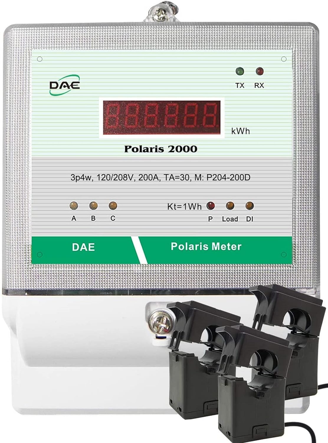 DAE P204-200D KIT, UL kWh Smart Submeter, 3 Phase, 200A, 120/208v, 3 Split Core CTs, Demand meter