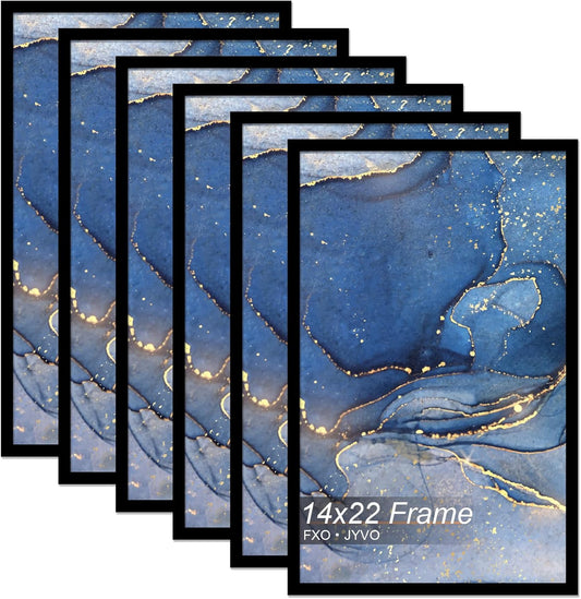 14x22 Picture Frame Set of 6, Black Frame for 14 x 22 Inch Picture Poster Photo, Light Weight and High Transparent 14 by 22 Frame for Wall - 6 Pack/Black/14 x22