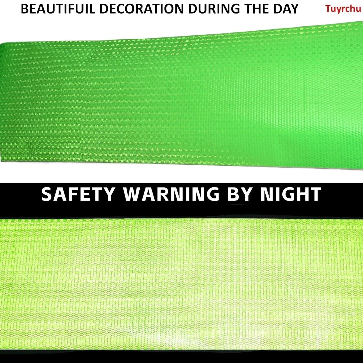 Green Reflective Tape Outdoor Waterproof 12 inch, High Visibility Warning Industrial Marking Tape, Safety Stickers (11 feet)
