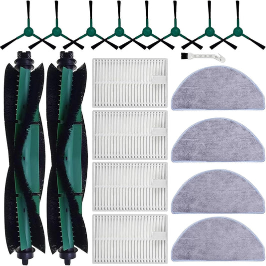 19 Pcs Replacement Parts for iRobot Roomba Combo Essential Q0120 Y0140 Q0520 Y0110 Y0120 Y0142 Q011 Robot Vacuum Cleaner Accessories，2 Roller Brushes，4 Filters，4 Mop pads，8 Side Brushes