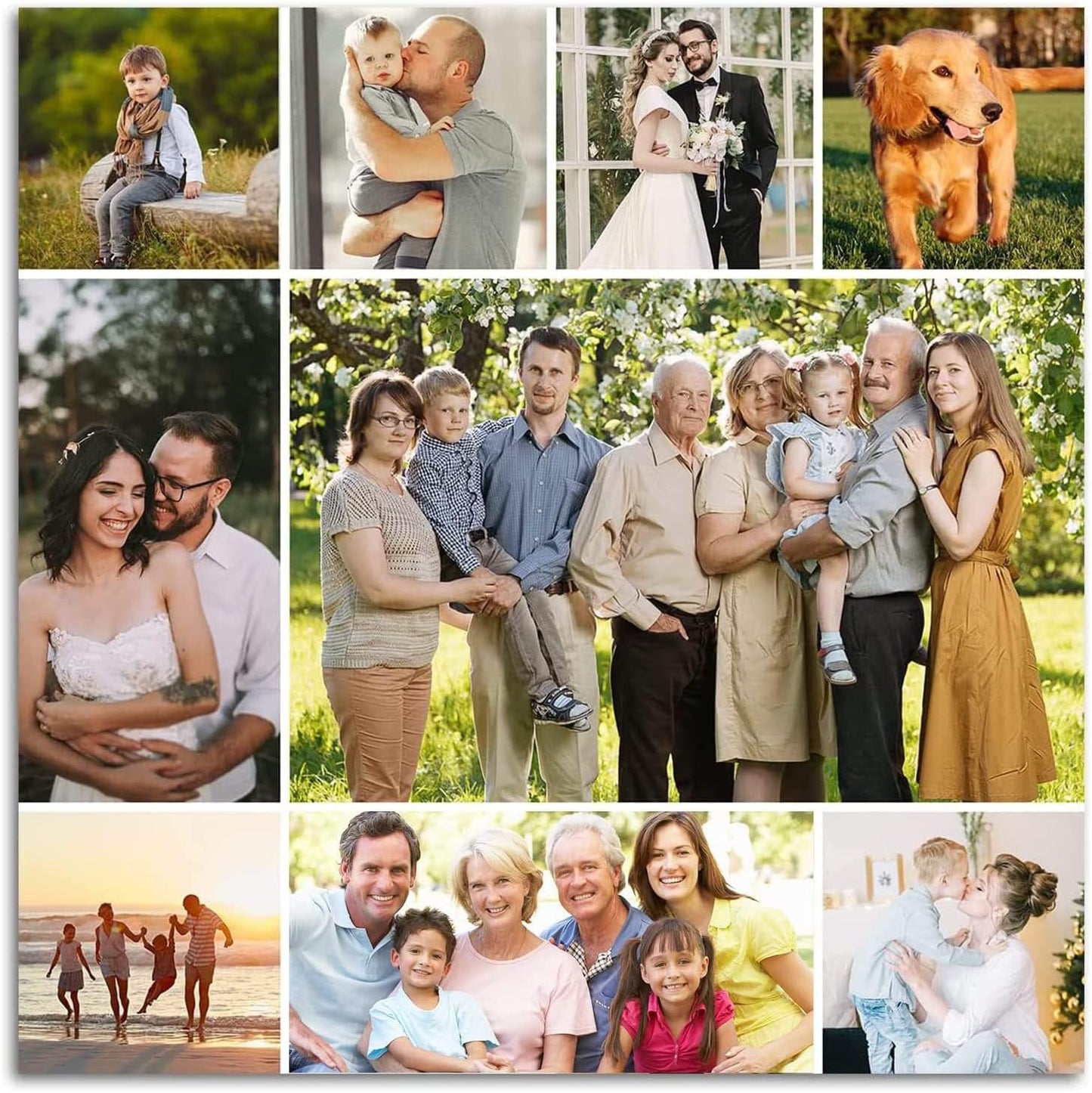 10 Picture Collage Canvas Prints Personalized Multi Photo Wall Art Custom Your Image to Canvas Customized Family Gifts Home Decor (Collage Photo-7, Framed)