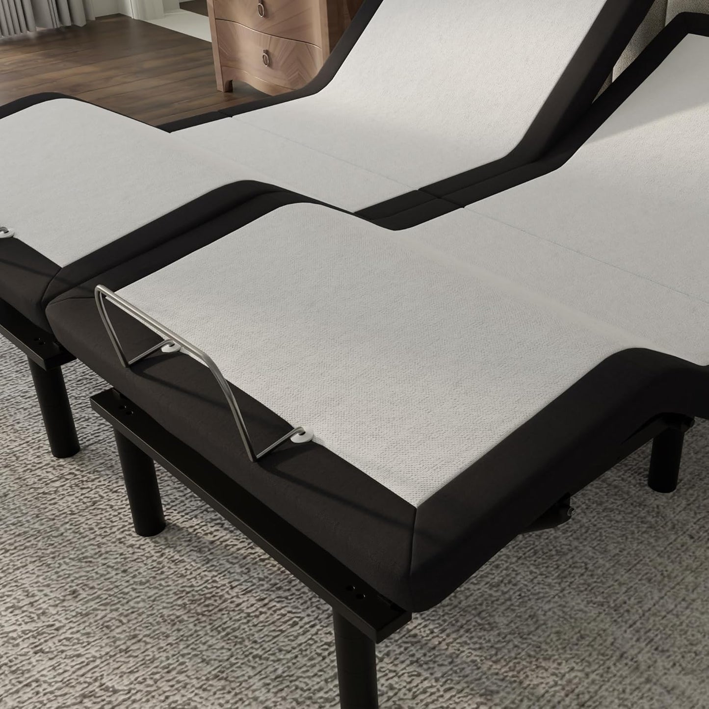 Blissful Nights e4 Split Top Flex Top King Adjustable Bed Base Frame, Massage, Anti-Snore, USB, Nightlight, Wireless Remote Head & Foot Incline, and 10-Year Warranty