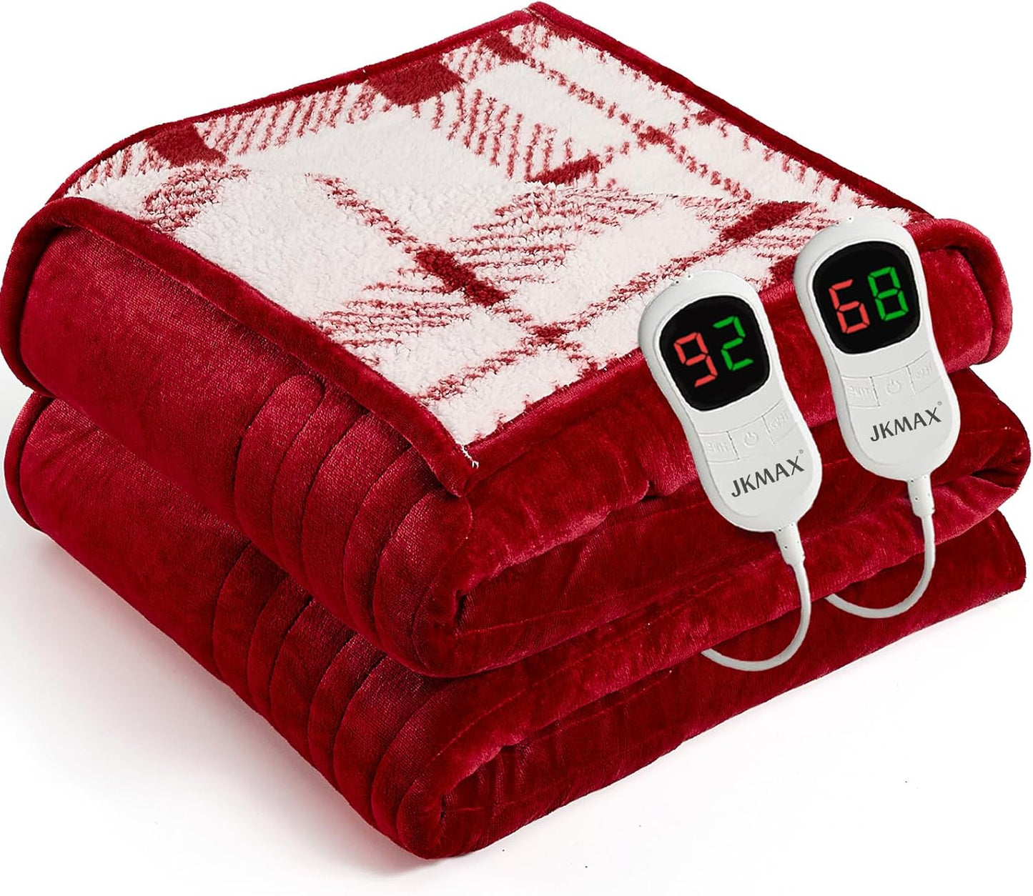 Heated Electric Blanket Queen Size - 84"x90" Flannel Heating Blanket with 10 Heating Levels & 5 Time Settings Over-Heat Protection, Winter Warmer for Adults with ETL Certification（Red）
