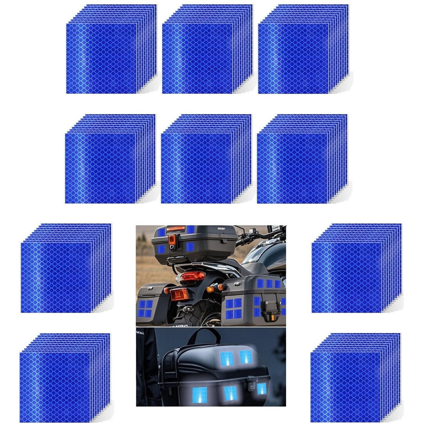 Non Fading Blue Reflective Stickers 3 inch X 3 inch, Outdoor Waterproof High Visibility Warning Safety Adhesive Reflector Tape (100 Pcs)