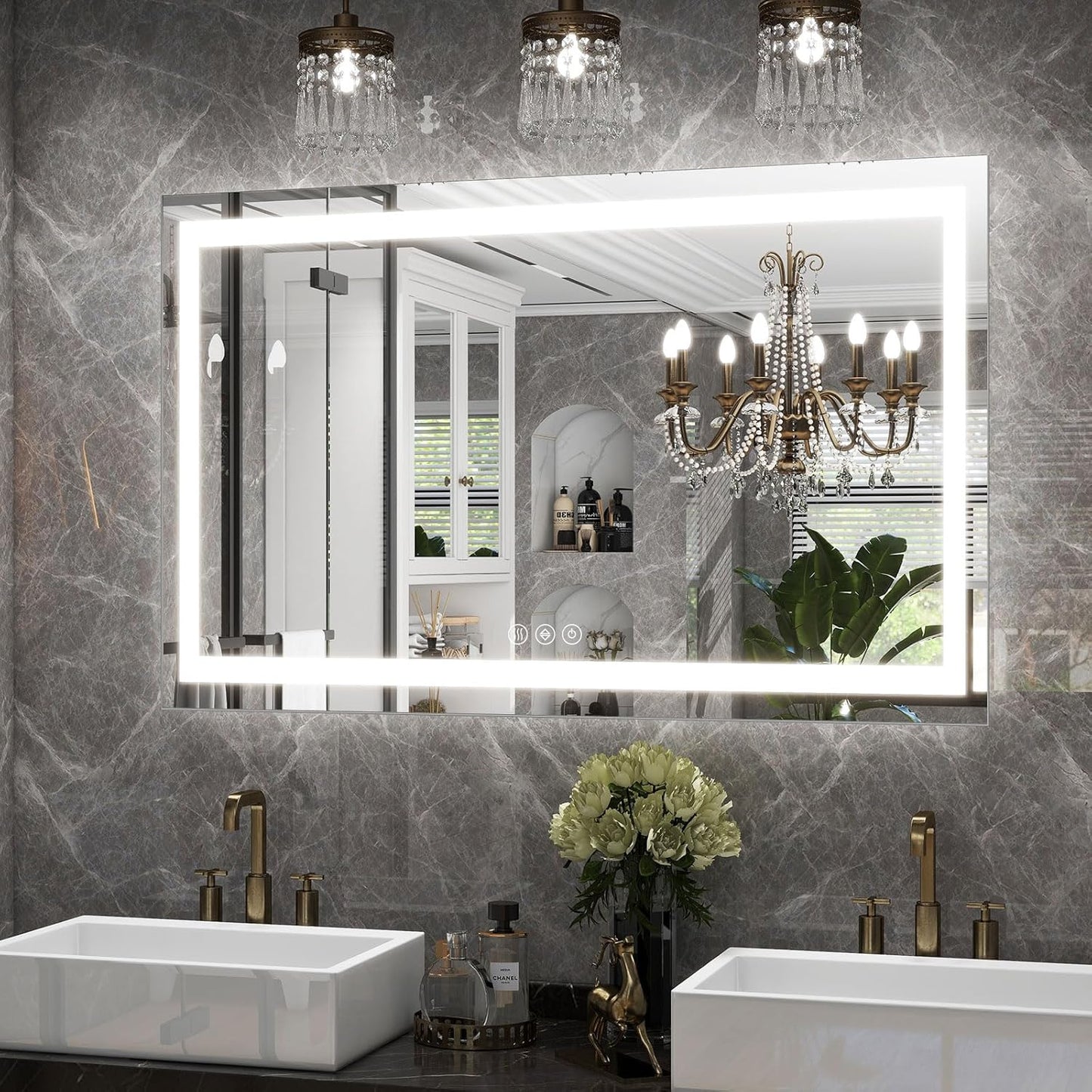 26x38 Inch LED Bathroom Mirror with Lights for Wall - Backlit + Front Lit, 3 Color Modes, Anti-Fog, Tempered Glass - Wall Mounted Modern Vanity Mirror