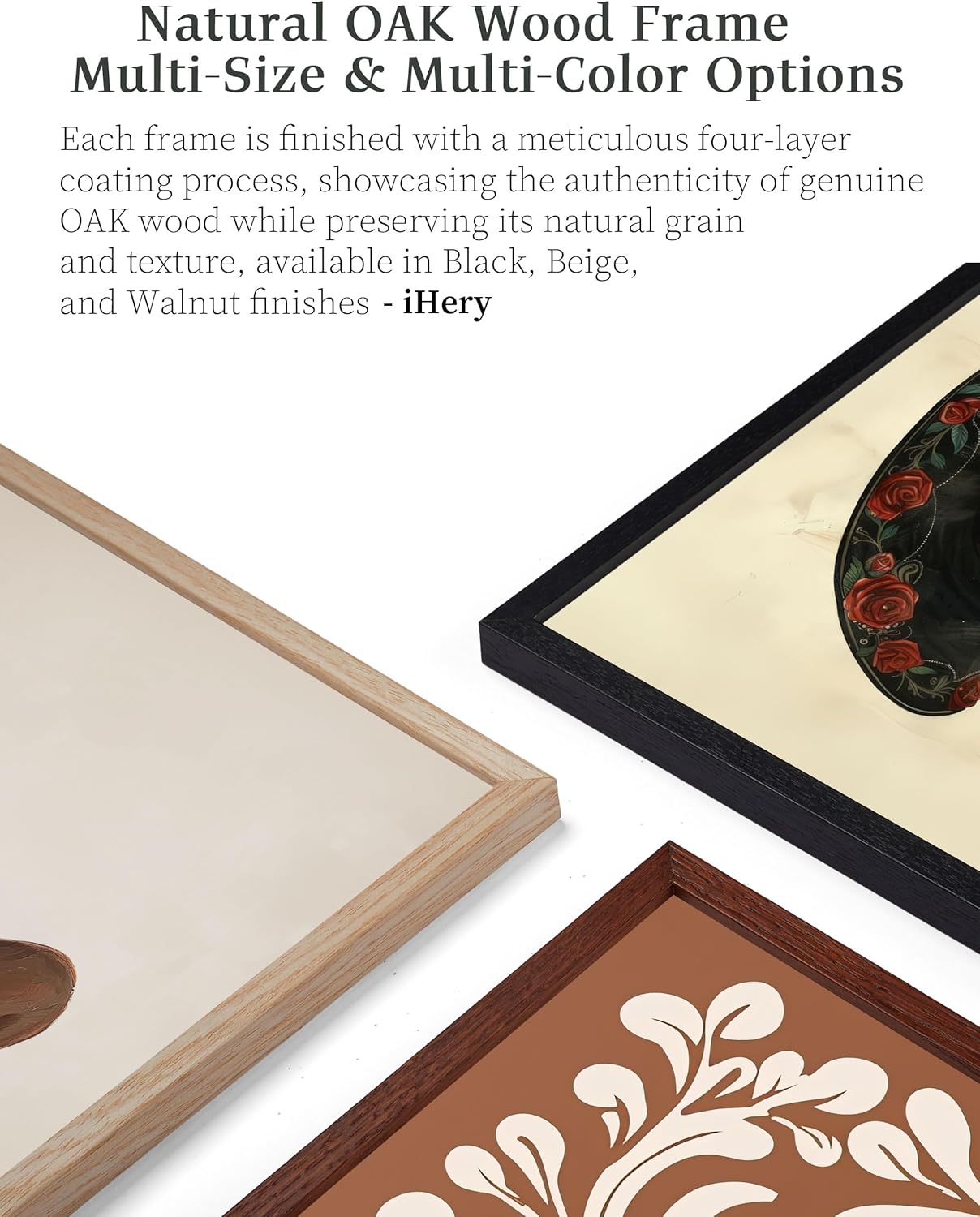 iHery Standard 12x16in Truly Natural OAK Wood Walnut Color Picture Frame with High Transparency Acrylic Glass Thickened Backboard, Photo Frames Minimalistic Design Narrow Border 1Pack