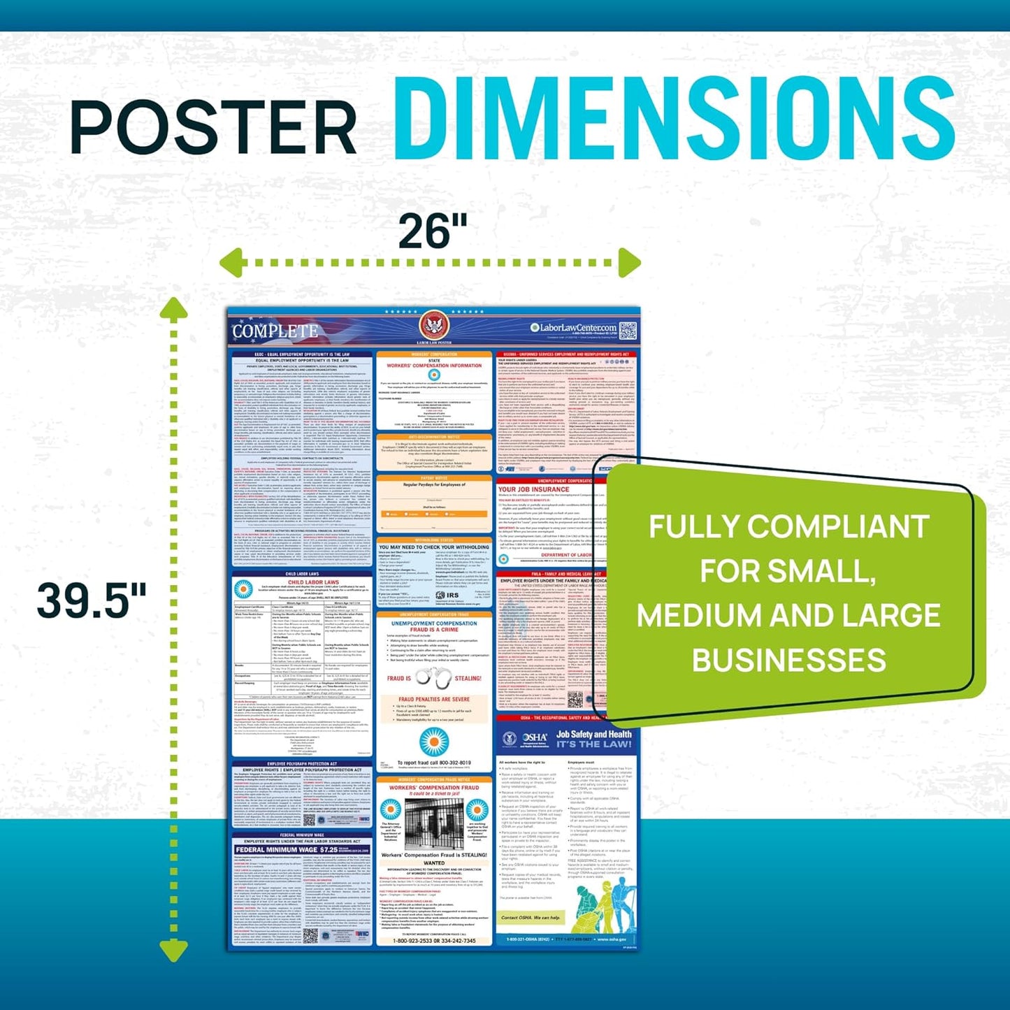 2026 North Carolina Labor Law Poster – Spanish – State, Federal, OSHA Compliant – Workplace Required Posting for Employees – Spanish Employment Poster – Folded & Unlaminated – Envelope Packed