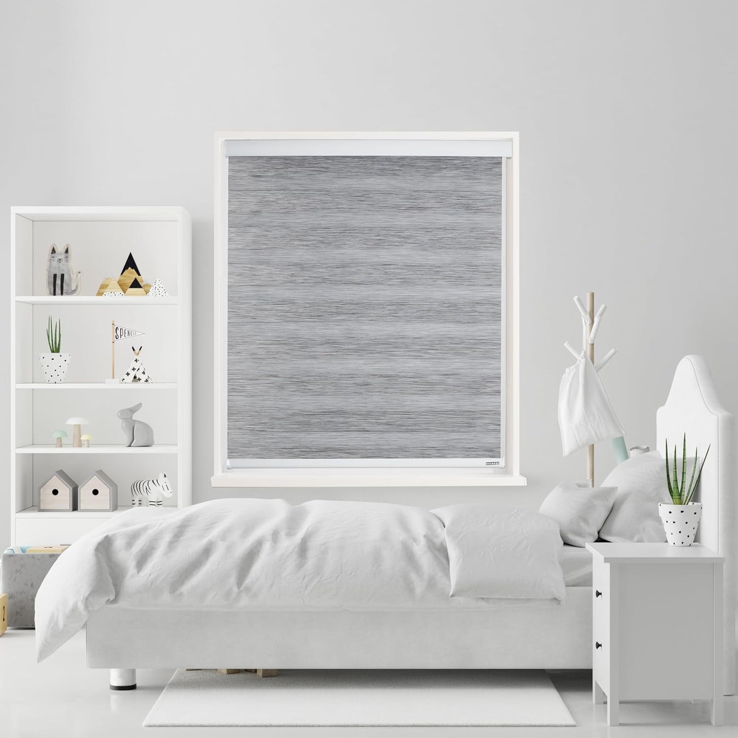 Shadesu Cordless Zebra Blinds for Windows, 44" W x 72" H, Grey, Dual Layer Free-Stop Zebra Shades, Light Control for Day and Night, Sheer Blinds for Indoor Windows, Bedroom, Kitchen